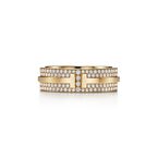 Tiffany T Wide Pavé Diamond Ring in Yellow Gold - Size 7