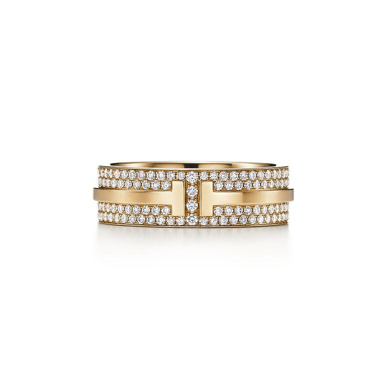 Tiffany T Wide Pav&eacute; Diamond Ring in Yellow Gold - Size 7, , hi-res