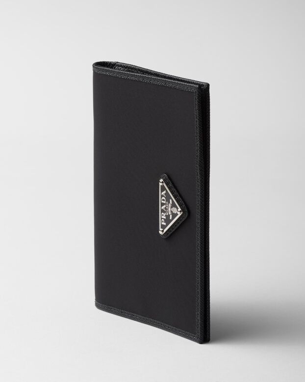 Re-Nylon and Saffiano leather passport holder, , hi-res