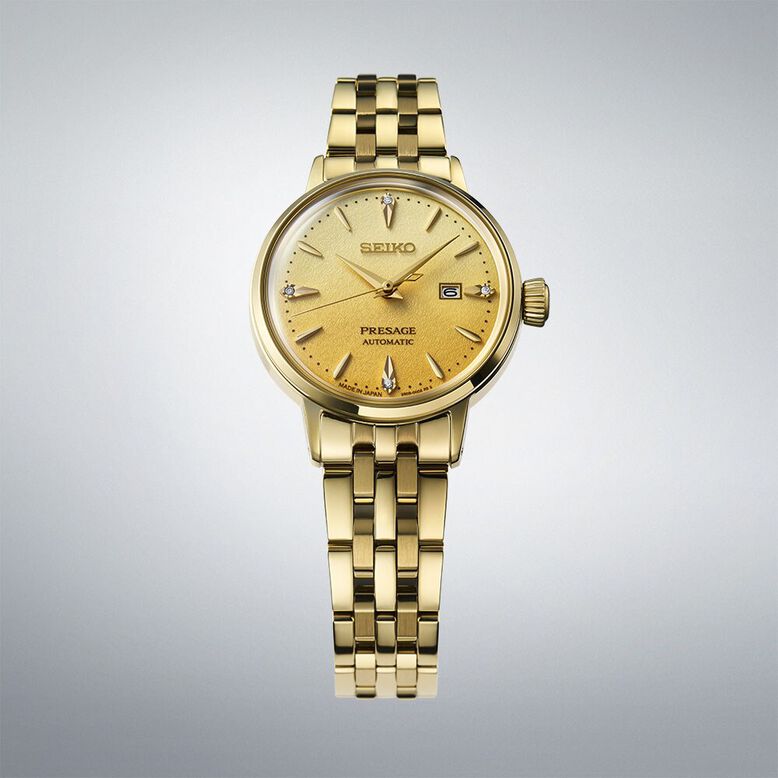 Presage Cocktail Time 'Eggnog' 30mm Ladies Watch Gold Ombre Dial, , hi-res