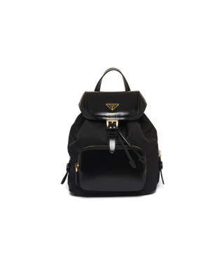 Medium Re-Nylon and brushed leather backpack