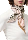 Skinny Contrast Check Silk Scarf, , hi-res
