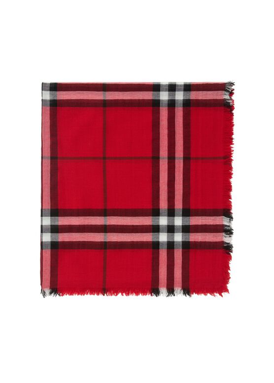 Wide Check Wool Scarf, , hi-res