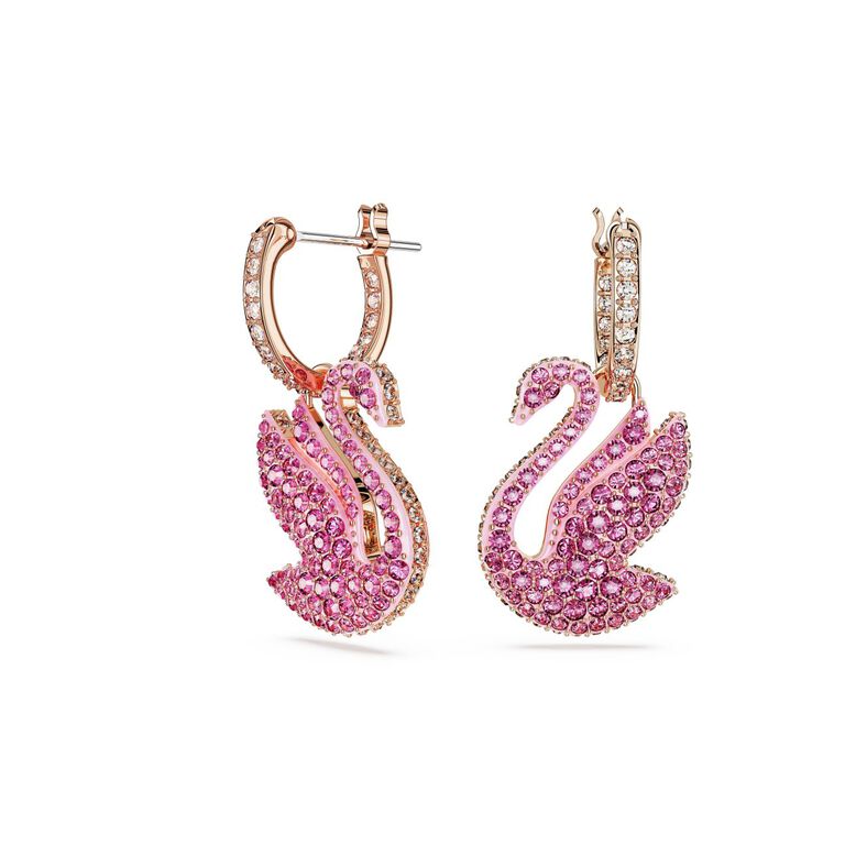 Iconic Swan Lady Earrings Pink White, , hi-res