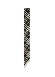 Skinny Contrast Check Silk Scarf, , hi-res