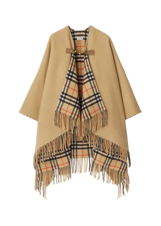 Check Wool Cape, , hi-res