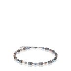 Geocube Grey & Rose Crystal Necklace - Ice Blue