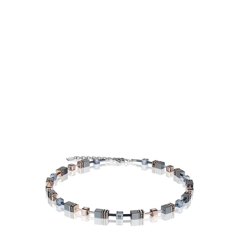 Geocube Grey &amp; Rose Crystal Necklace - Ice Blue, , hi-res