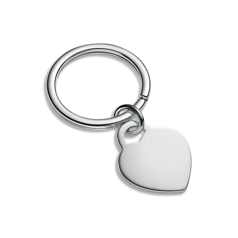 Personal Essentials Heart Tag Keyring in Sterling Silver, , hi-res