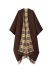 Reversible Check Wool Cashmere Cape