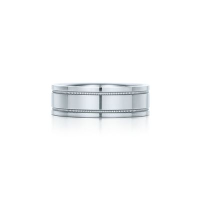 Tiffany Together Double Milgrain Band Ring in Platinum, 6 mm Wide - Size 7 1/2,