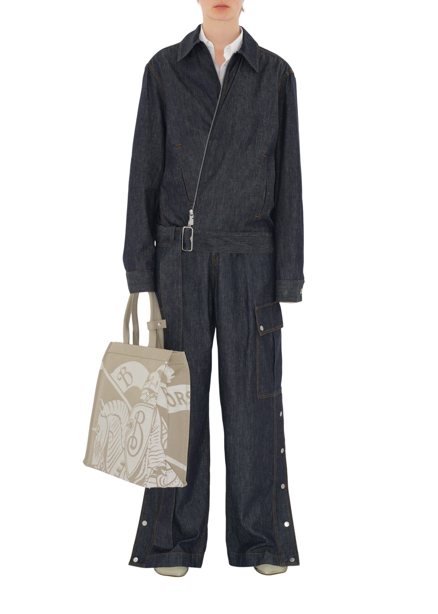Burberry Navy EKD Canvas Tote Bag With Coin Pouch