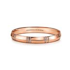 Atlas® X Closed Wide Hinged Bangle in Rose Gold with Diamonds - Size Medium