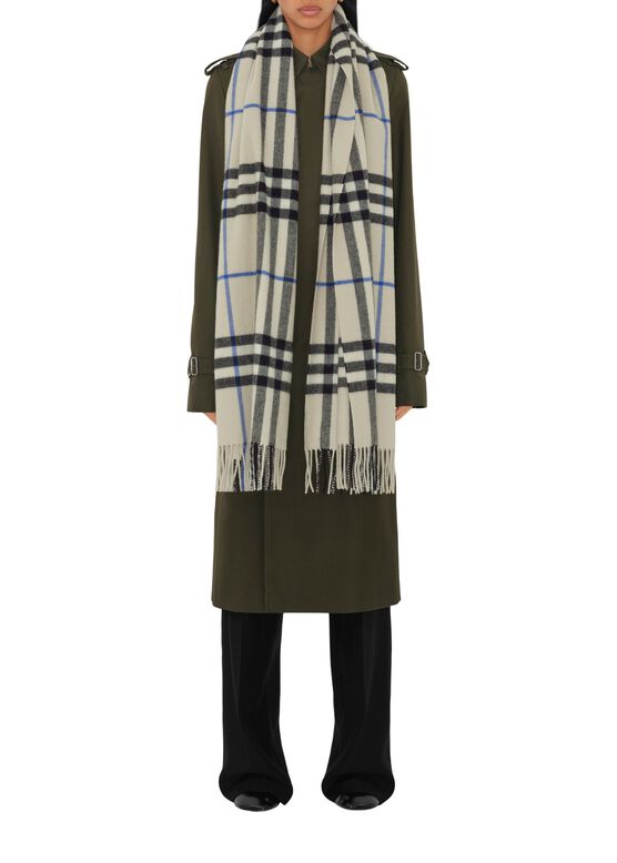 Wide Check Cashmere Scarf, , hi-res