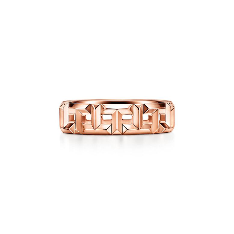 Tiffany T True wide ring in 18k rose gold, 5.5 mm wide, , hi-res