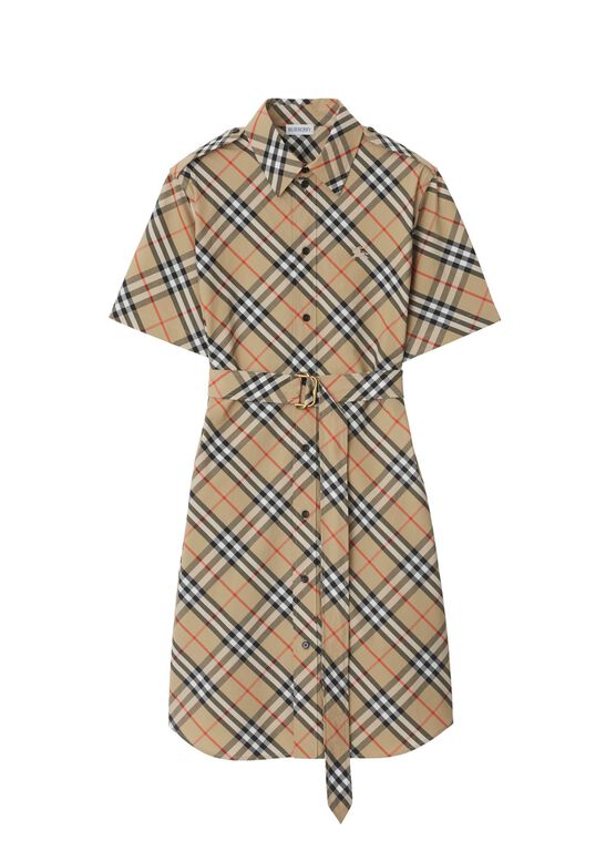 Check Cotton Shirt Dress, , hi-res