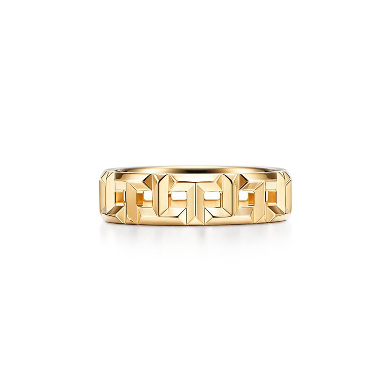 Tiffany T True Wide Ring in Yellow Gold - Size 4 1/2, , hi-res