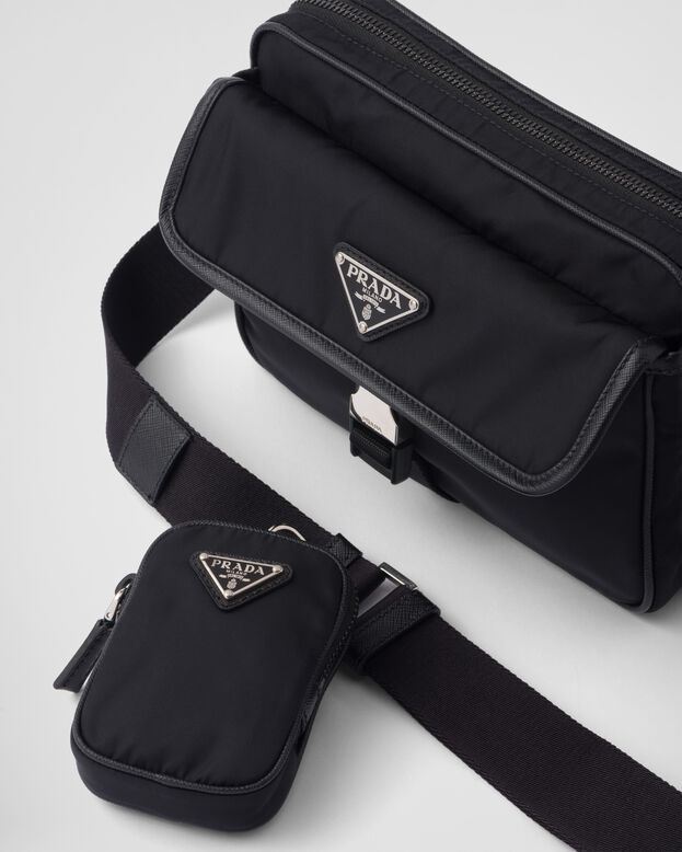 Re-Nylon and Saffiano leather shoulder bag, , hi-res