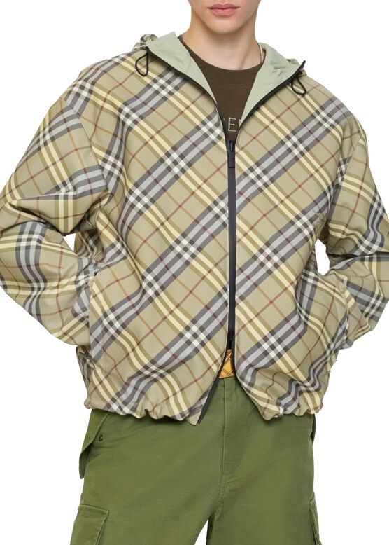 Reversible Check Hooded Jacket, , hi-res