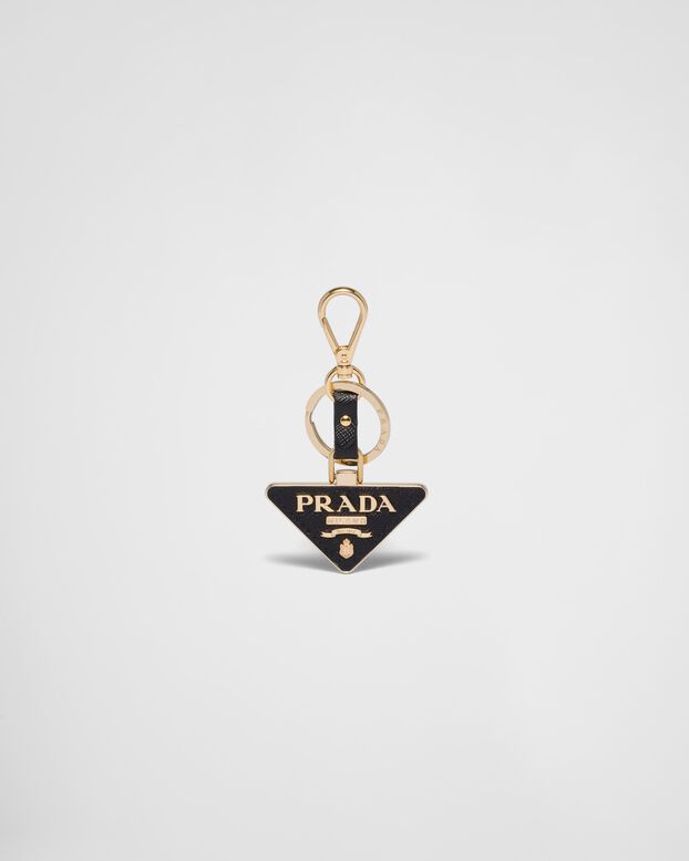 Saffiano Leather and Metal Keychain, , hi-res