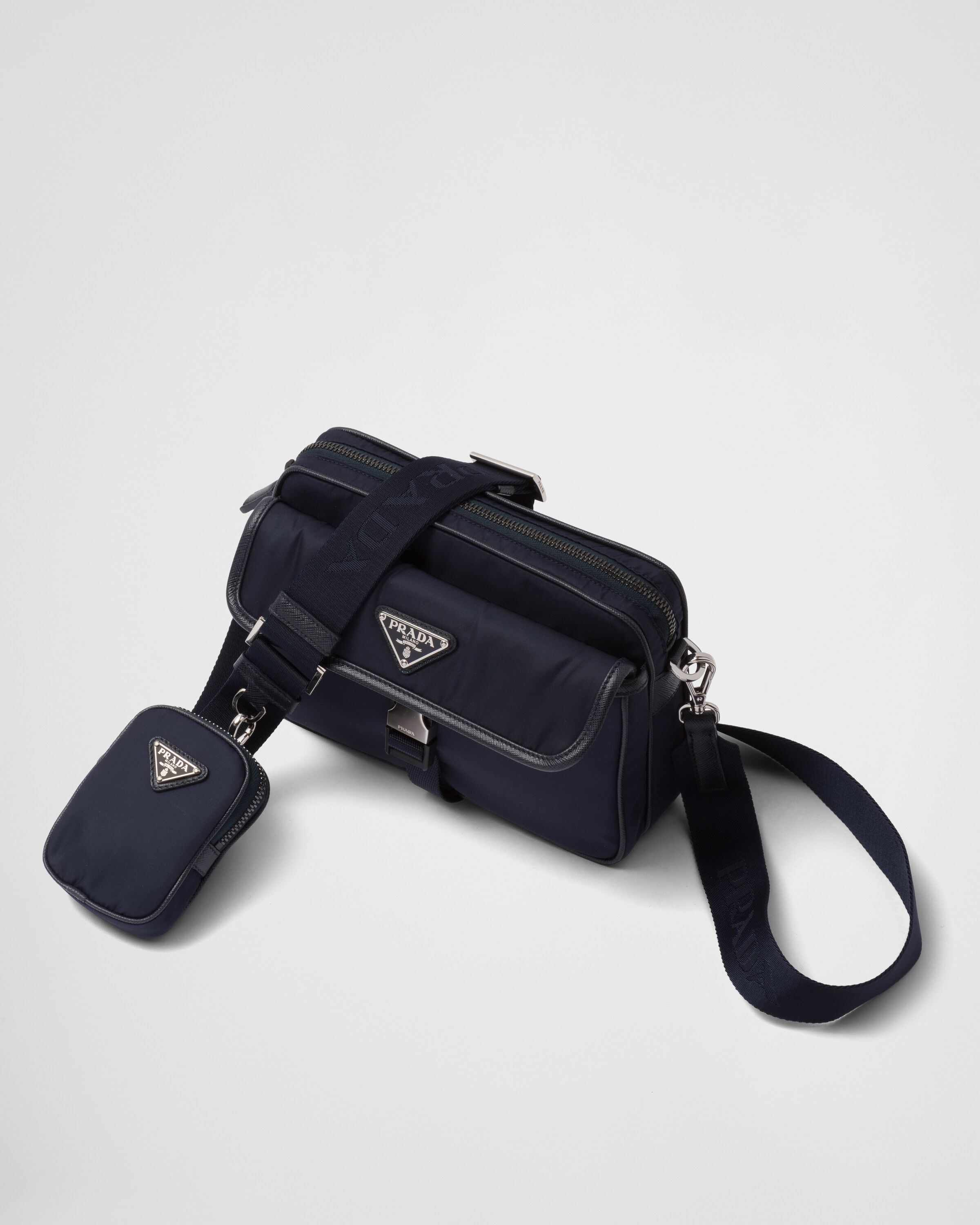 Re Nylon and Saffiano leather shoulder bag