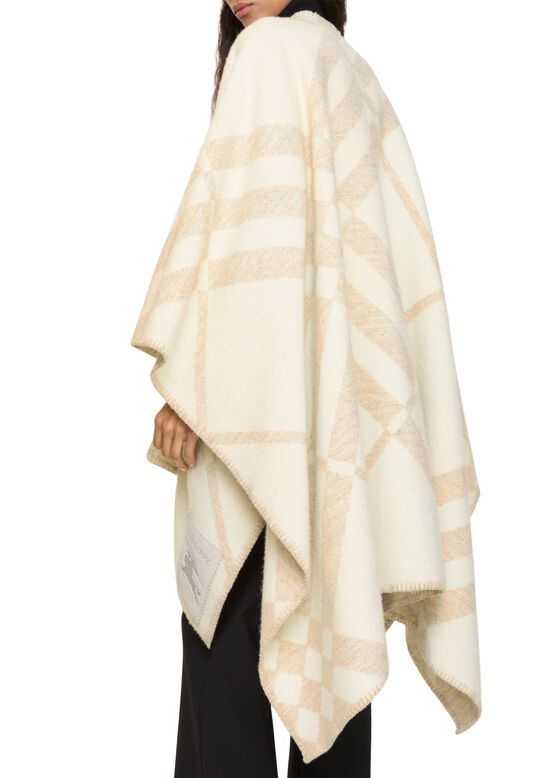 Check Wool Cashmere Cape, , hi-res