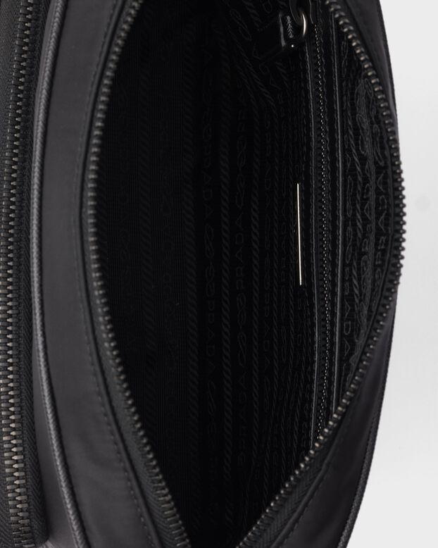 Small Re-Nylon and Saffiano leather shoulder bag, , hi-res