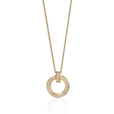 Tiffany T T1 circle pendant in 18k gold with diamonds
