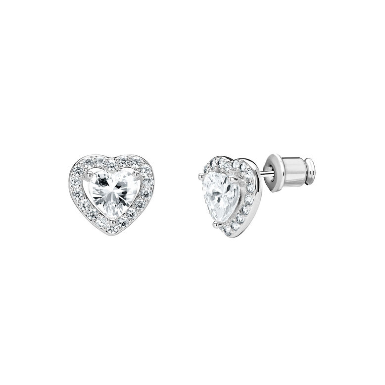 Heart Stud Earrings - Silver, , hi-res