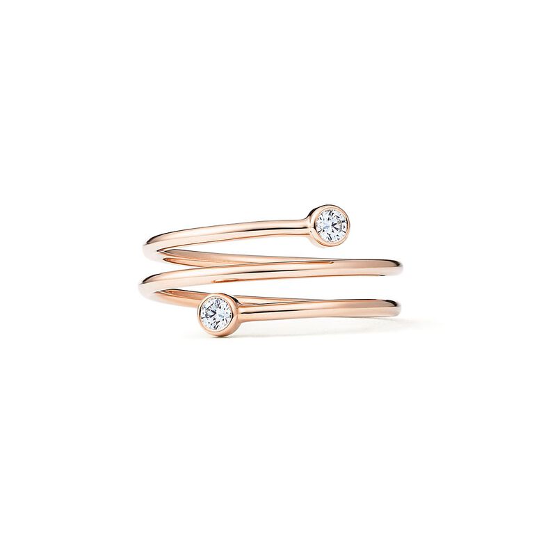 Elsa Peretti&reg; Diamond Hoop three-row ring in 18k rose gold with diamonds. - Size 5, , hi-res
