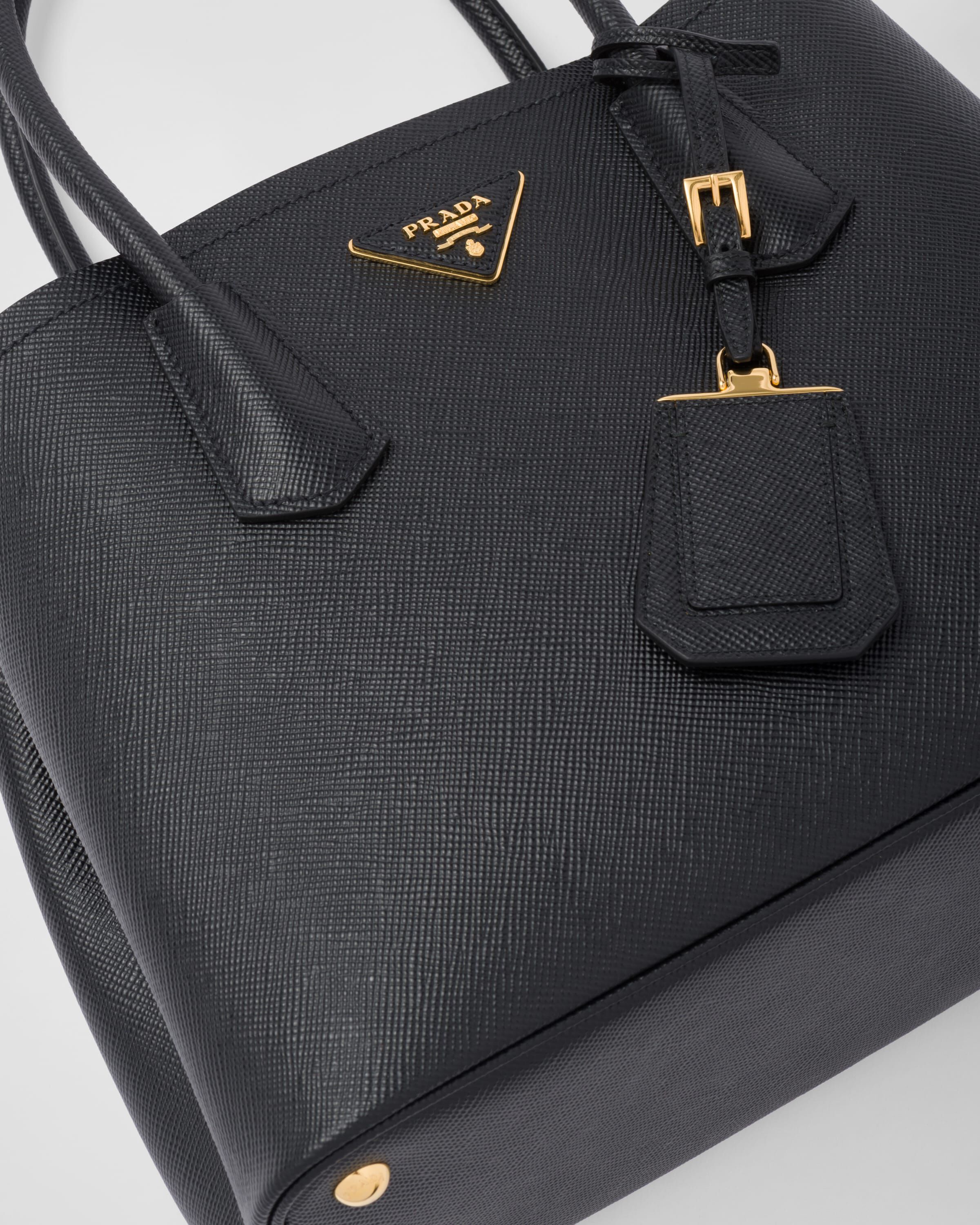 Prada saffiano cuir double small tote bag discount