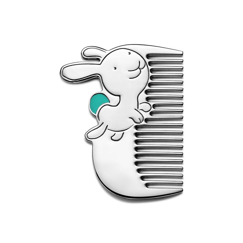 Tiny Tiffany Rabbit Baby Comb in Sterling Silver, , hi-res