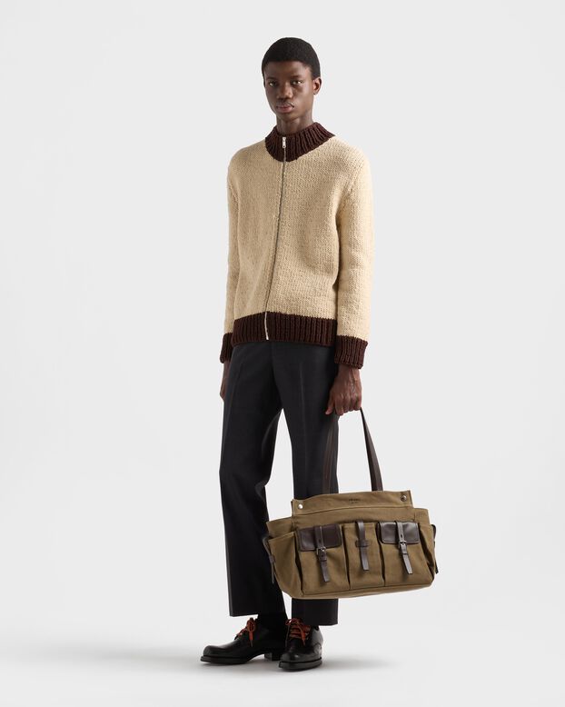 Prada Route canvas and leather tote bag, , hi-res