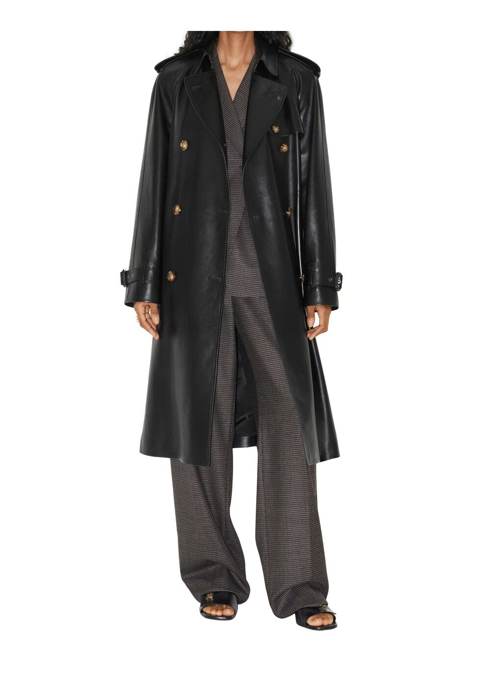 Burberry leather best sale trench
