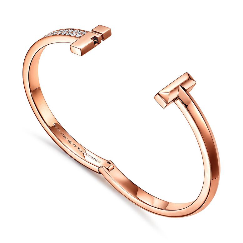 Tiffany T T1 Hinged Bangle in Rose Gold, Wide, , hi-res