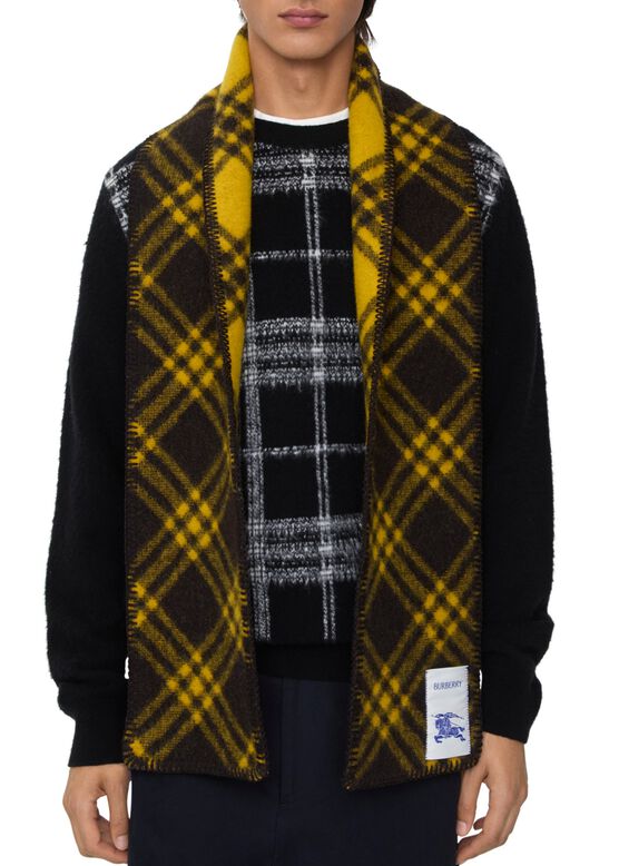 Narrow Check Wool Scarf, , hi-res