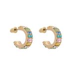 Abstract Hoop Earrings  - Gold Multicolored