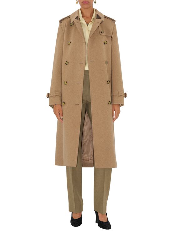 Long Cashmere Kensington Trench Coat, , hi-res