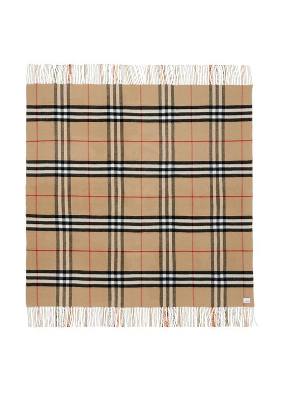 Check Cashmere Wool Reversible Blanket, , hi-res