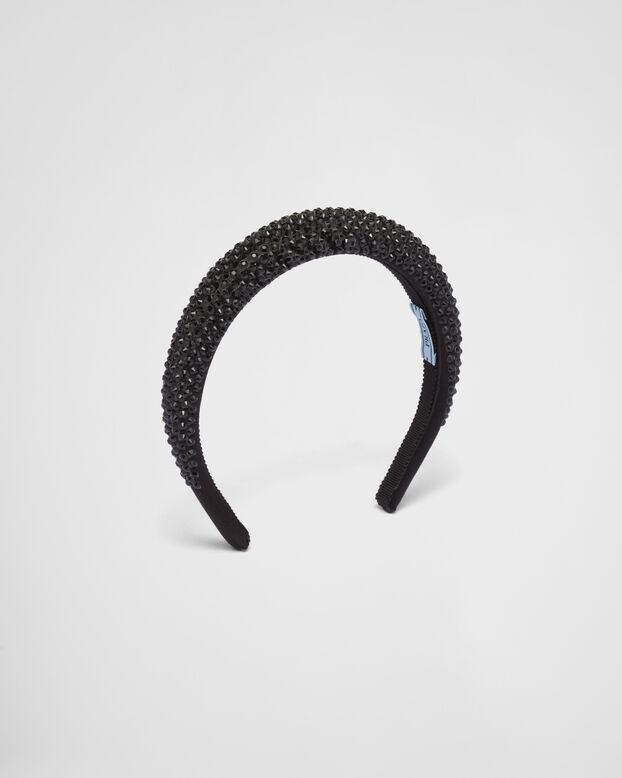 Satin hairband with crystals, , hi-res