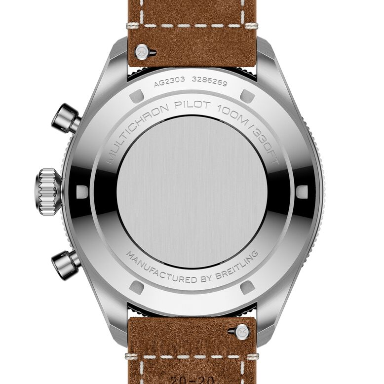 Multichron Pilot Chronograph Automatic 42mm Unisex Watch Black Dial Leather, , hi-res