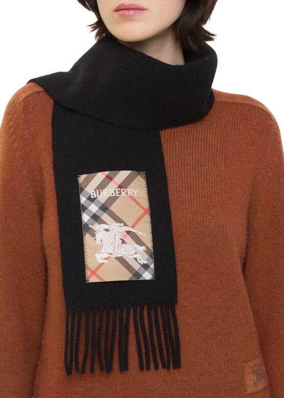 Check Label Cashmere Scarf, , hi-res