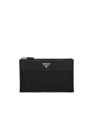 Re-Nylon and Saffiano leather pouch wallet