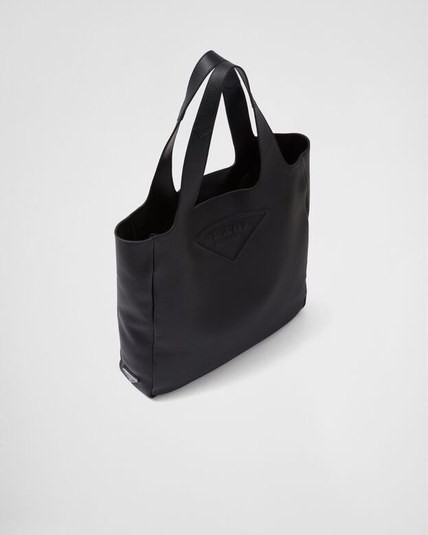 Leather tote, , hi-res
