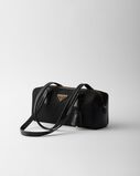 Re-Nylon and leather medium top-handle bag with padlock, , hi-res