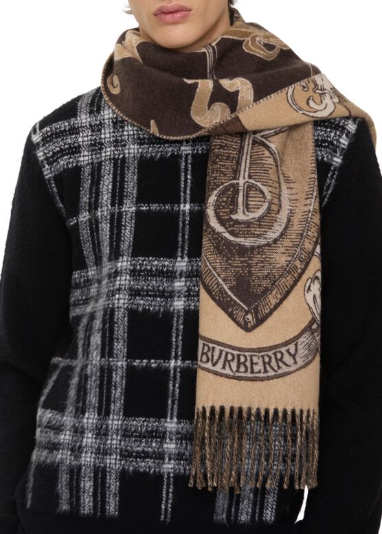 Etched Knight Cashmere Scarf, , hi-res