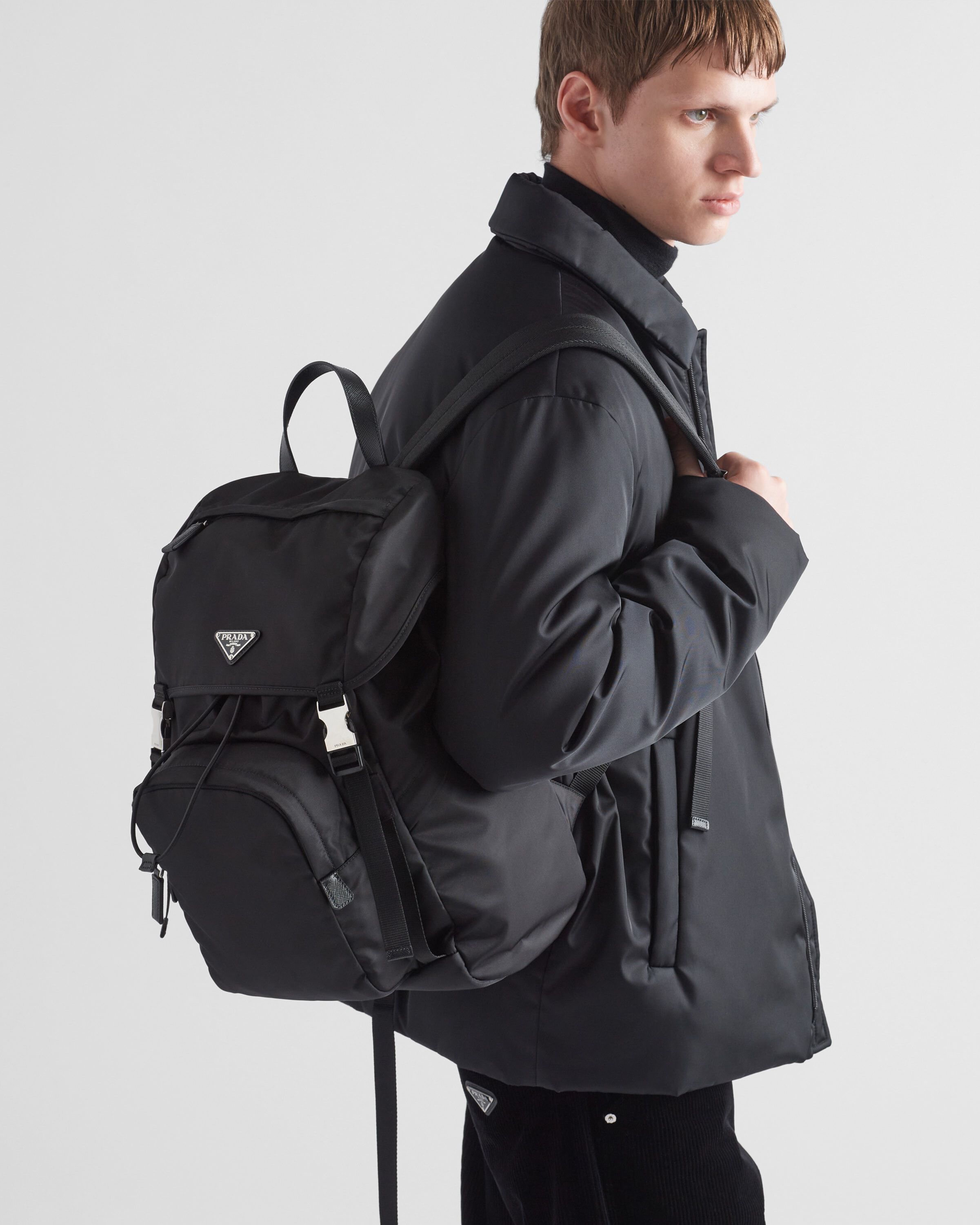 Re Nylon and Saffiano leather backpack
