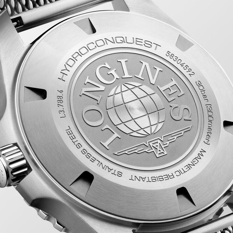HydroConquest 42mm Mens Watch Black Mesh, , hi-res