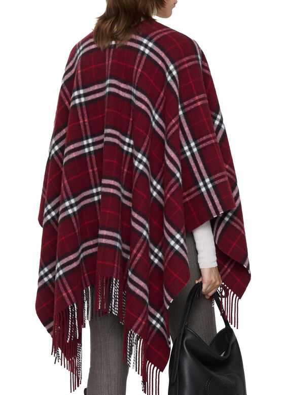 Check Wool Cashmere Cape, , hi-res