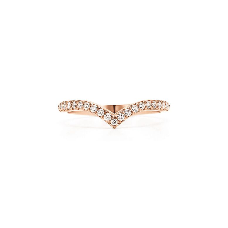 Tiffany Soleste V ring in 18ct rose gold with diamonds. - Size 4 1/2, , hi-res